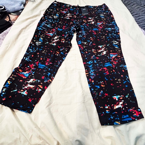 NEW PHOTOS! PANTS, BLACK MULTICOLOUR, SIZE 5, VISCOSE SOFT FABRIC, FRONT FLY, - Picture 1 of 16
